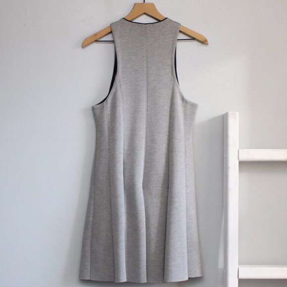 T by Alexander Wang Grey Pleated Scuba Neoprene Mini Zip-Up Dress Size Large - Picture 2 of 6